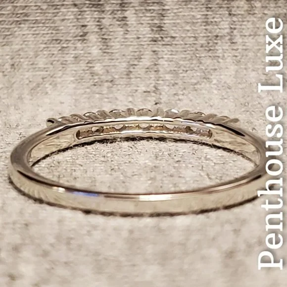 SOLID 925 Sterling Silver White Topaz Quarter Circle Band - Picture 3 of 6